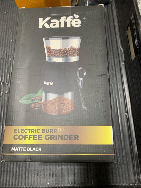 Photo 1 of Kaffe Electric Burr Coffee Grinder (5.5oz) - Conical Burr - 25 Adjustable Coarseness Levels - Matte Black - Cleaning Brush Included