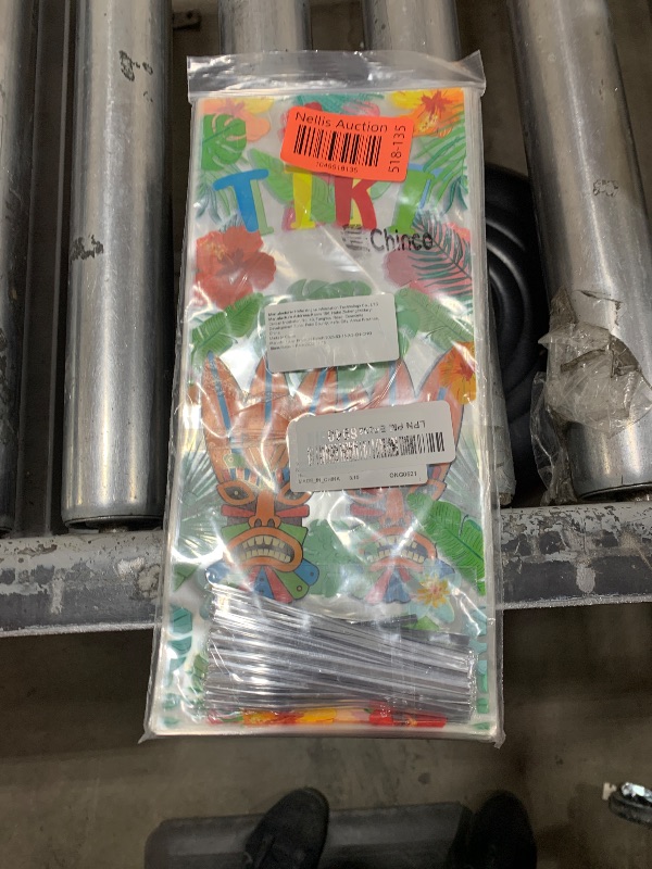 Photo 1 of 100 Pcs Luau Clear Cellophane Hawaiian Treat Bags Tiki Plastic Goodie Cookie Candy Bags Summer Themed Tropical Favor Bags with Silver Twist Ties for Hawaiian Party Favor Supplies, 5 x 10.8 Inches