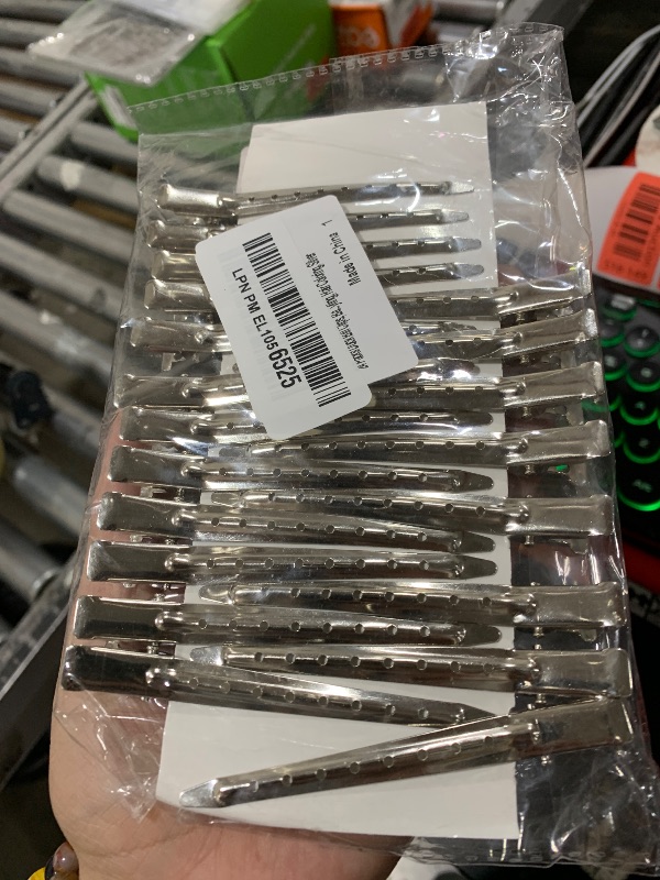 Photo 1 of 24 Packs Duck Bill Clips, Bantoye 3.5 Inches Rustproof Metal Alligator Curl Clips with Holes for Hair Styling, Hair Coloring, Silver