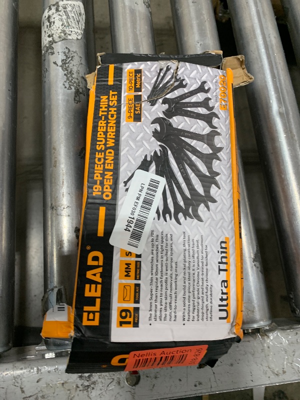 Photo 1 of ELEAD Super-Thin Open End Wrench Set | 19-Piece SAE & Metric Sizes | CR-V Nickel Plated | Ultra-Slim Design | Corrosion-Resistant | Durable Roll-Up Pouch for Mechanics