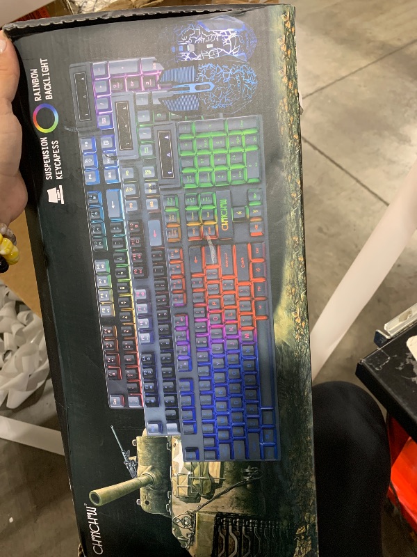 Photo 1 of Keyboard and Mouse Gaming LED Wired Combo with Emitting Character Keyboard 4800DPI 2 Side Button USB Mouse Rainbow Backlit Mechanical Feeling Compatible with PC Raspberry Pi Mac Xbox one ps4