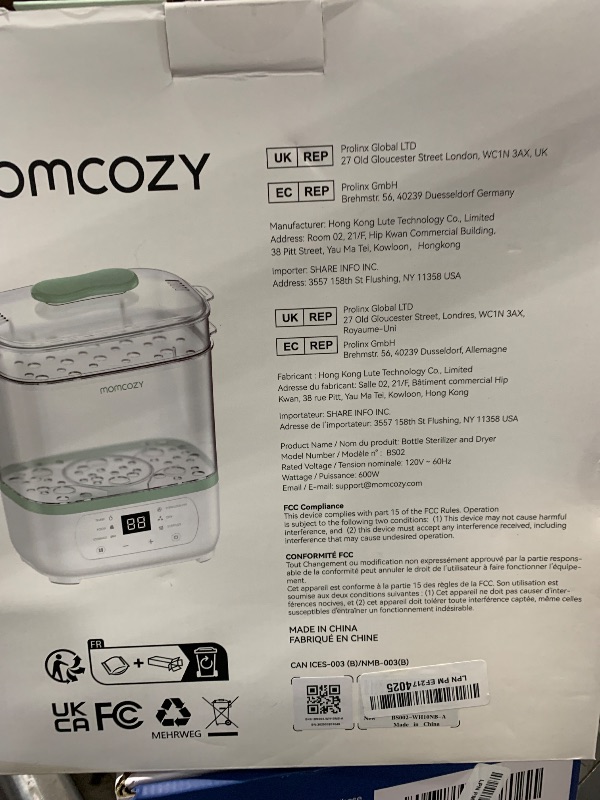 Photo 1 of Momcozy Bottle Sterilizer and Dryer, 8-in-1 Electric Steam Baby Bottle Sterilizer for Baby Bottles, Baby stuffs & Breast Pump Accessories
