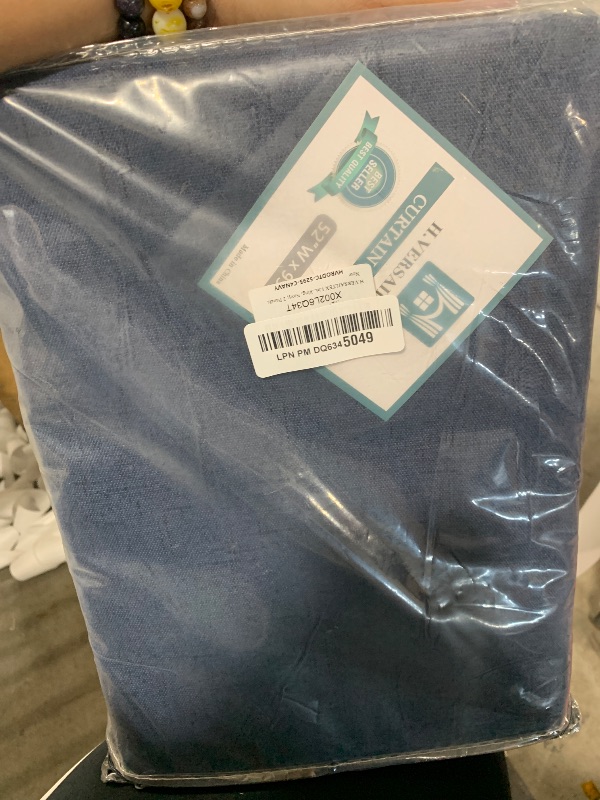 Photo 1 of H.VERSAILTEX Linen Look 100% Blackout Curtains 95 Inches Long for Bedroom Full Light Blocking Rod Pocket Linen Textured Thick Window Curtain Drapes with White Backing, Navy, 2 Panels
