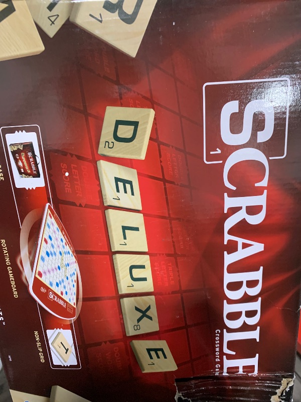 Photo 1 of Hasbro Gaming Scrabble Deluxe Edition Letter Tiles Word Game | Rotating Board and Carrying Case | Ages 8+ | 2-4 Players | Classic Family Travel Games (Amazon Exclusive)