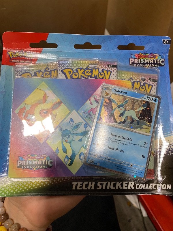 Photo 1 of Pokémon TCG: Scarlet and Violet Glaceon Sticker Collection - Prismatic Evolutions (one Holographic Promo Card and Three Expansion Packs)