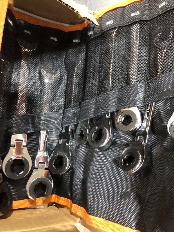 Photo 1 of Bonvoisin 8-19mm Ratcheting Wrench Set with Open Flex-head 12 Pcs Metric Ratcheting Tubing Wrench Set CR-V Steel, 72-Teeth Gears, with Carrying Case, Gift for Husband and Man