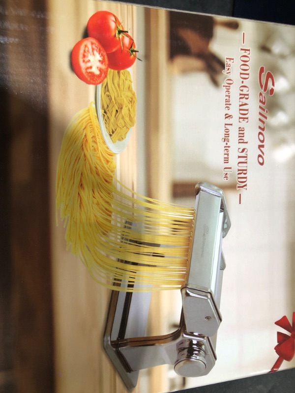 Photo 1 of Sailnovo Pasta Maker Machine, 180 Roller Pasta Maker, 9 Adjustable Thickness Settings 2-in-1 Noodles Maker with Rollers and Cutter, Perfect for Spaghetti, Fettuccini, Lasagna or Dumpling Skin Silver