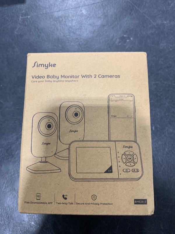 Photo 1 of Simyke Upgrade Video Baby Monitor with 2 Cameras and Audio 2.8" Screen, Night Vision, APP, 2 Way Talk, 1200ft Long Range, Feeding Clock, Temperature Detection, Portable Wireless Baby Cam Home Use