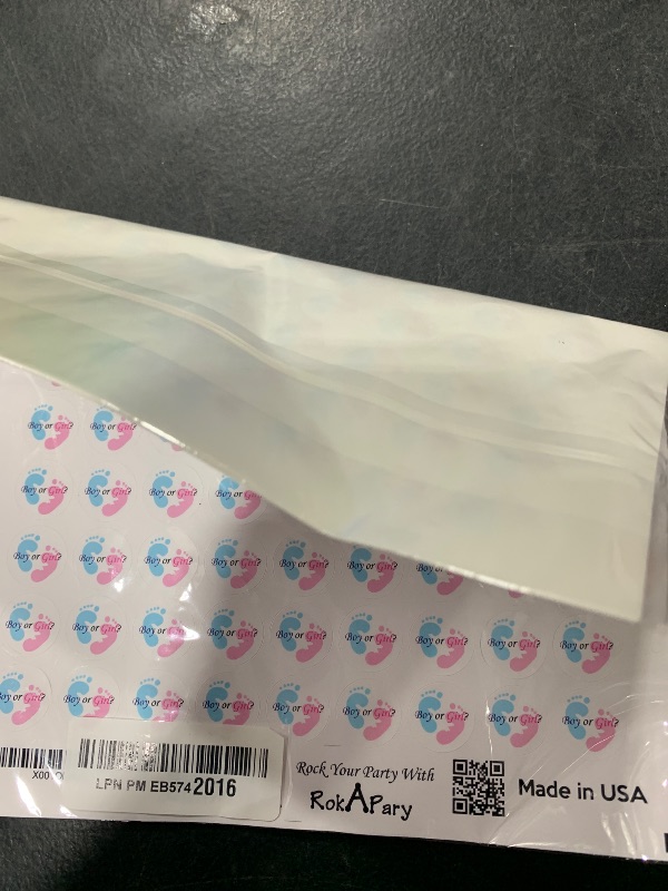 Photo 1 of 324 Gender Reveal Footprints Kisses Labels for Baby Shower Or Baby Sprinkle Party Or Event Decorations, Boy or Girl Stickers, Wrappers, Favors (Pink, Blue) Made in USA