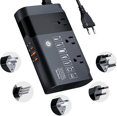 Photo 1 of DOACE 220v to 110v Voltage Converter for European Travel: Max 500W Pure Sine Wave Voltage Converter US to Europe - 220 to 110 International Power Adapter Plug Combo Step Down Transformer Black
