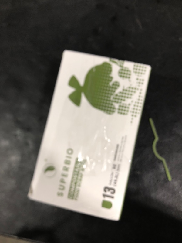Photo 1 of SUPERBIO 13 Gallon Compostable Kitchen Waste Bags, 50 Count, 1 Pack, Flat top Food Scrap bags, Certified by BPI and OK compost INDUSTRIAL, 49.2L, 0.87 Mil