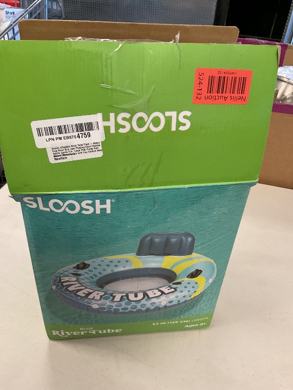 Photo 1 of SLOOSH Inflatable River Tubes Float - Heavy Duty Pool Tube Floats for Adults Floating, Lake Floaties River Run Sports Fun, Large Raft Water Lounger with Cup Holders Mesh Bottom (53 inches, Blue)