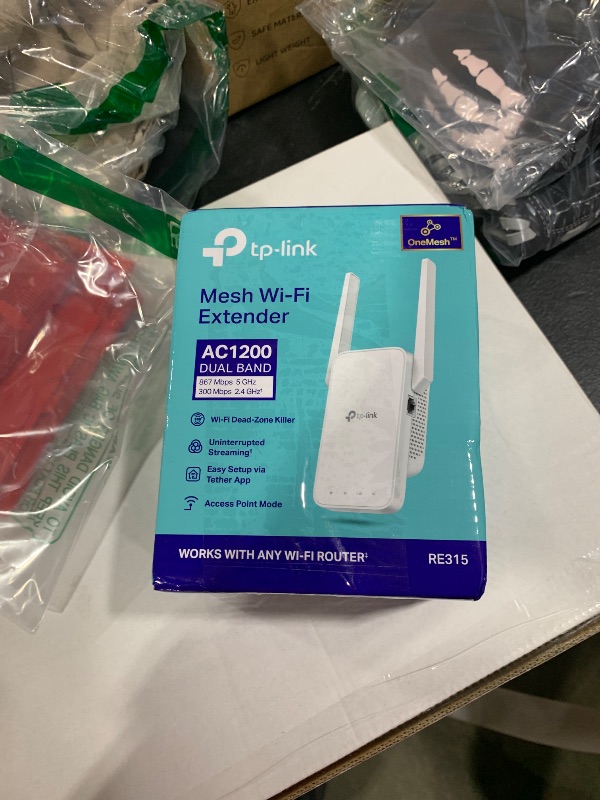 Photo 1 of TP-Link AC1200 WiFi Extender, 2025 Wirecutter Best WiFi Extender, 1.2Gbps home signal booster, Dual Band 5GHz/2.4GHz, Up to 1600 Sq.ft and 32 Devices, EasyMesh Compatible, One Ethernet Port (RE315)