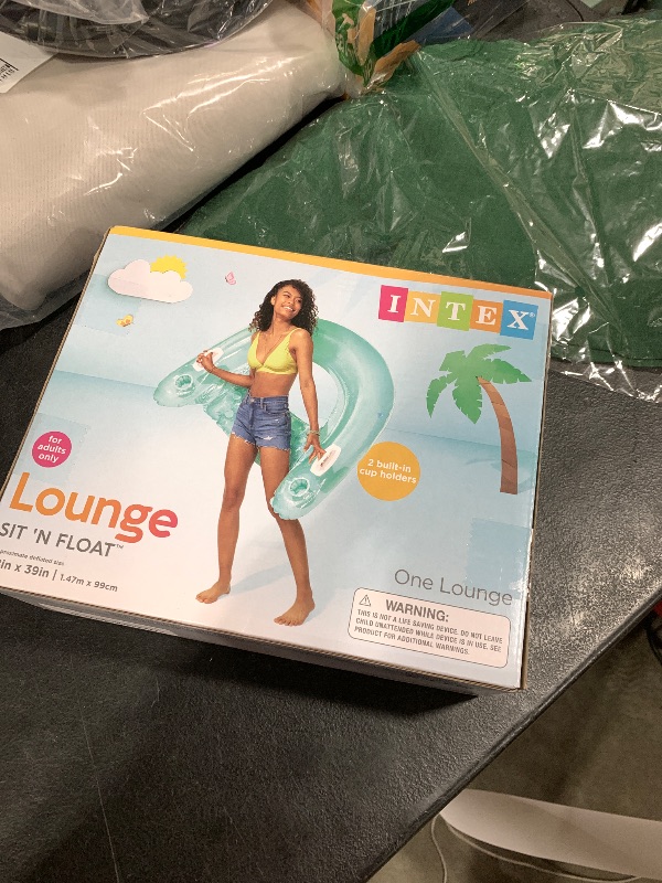 Photo 1 of Intex 58859EP Sit 'N Float Inflatable Pool Float: Pool Lounge with Built-in Cup Holders – Heavy-Duty Handles – 220lb Weight Capacity – 58" x 39" – Colors May Vary