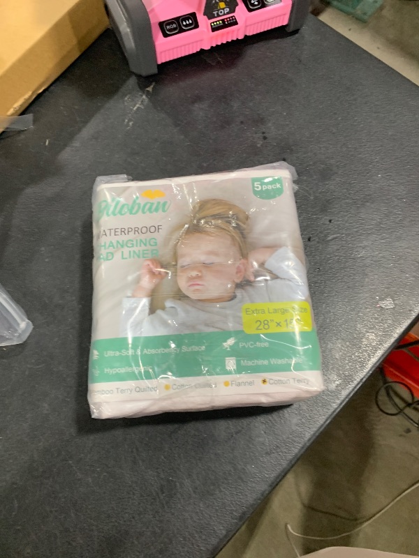 Photo 1 of Changing Pad Liner 5 Count, Waterproof Larger Changing Pad Cover 28" X 15", Cotton Terry, Absorbent & Skin-Friendly Changing Pad Liners (Solid Improved Thickness)