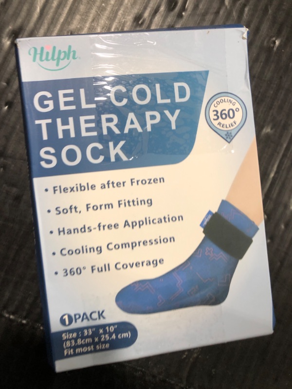 Photo 1 of Hilph Full Foot Ice Pack Gel Sock for Hot & Cold Therapy - Reusable Cooling Sock for Toe Pain, Plantar Fasciitis & Hot Feet - Easy Slip On Design for Chemotherapy, Postpartum Recovery, 1-Pack, Blue