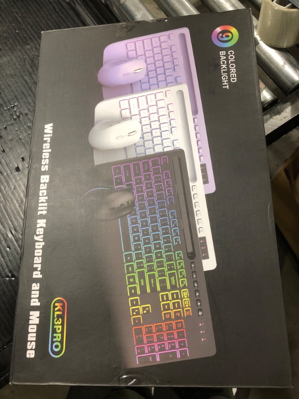 Photo 1 of SABLUTE Wireless Keyboard and Mouse Combo, 9 Backlit Effects, Wrist Rest, Phone Holder, 2.4G Lag-Free Ergonomic Keyboards, Rechargeable Silent Cordless Set for Computer, Laptop, Mac, Windows?Purple?