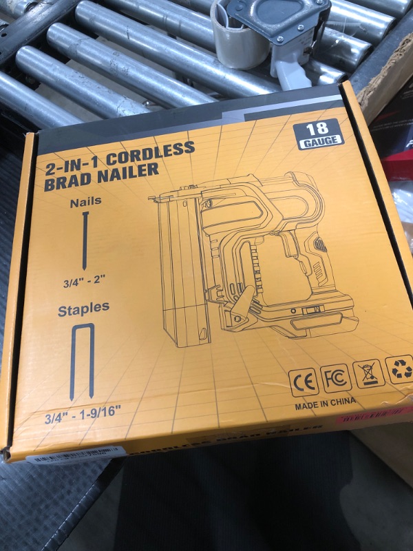 Photo 1 of Cordless 2" Brad Nailer for Dewalt 20V Battery (No Battery), 2-in-1 Electric Nail Gun/Staple Gun, 18 Gauge Nail Gun Battery Powered with 1000 Nails for Wood Carpentry, Adjustable Depth, 2 Modes