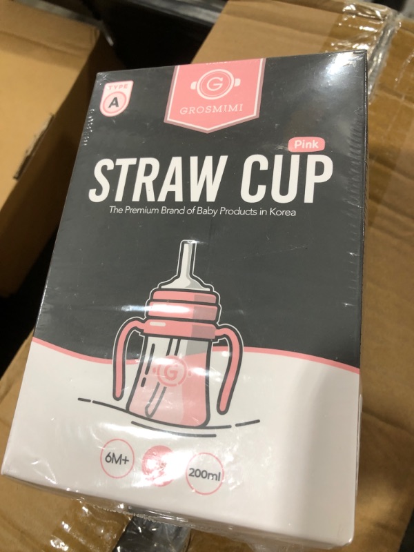 Photo 1 of GROSMIMI Spill Proof no Spill Magic Sippy Cup with Straw with Handle for Baby and Toddlers, Customizable, PPSU, BPA Free 6 oz (Pink)