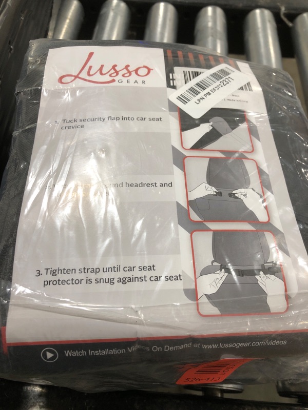 Photo 1 of Lusso Gear Car Seat Protector for Baby Car Seat - Thick Padding - Seat Protector Under Baby Car Seat with 2 Mesh Storage Pockets - Black Waterproof Baby Car Seat Protector - Non-Slip Padded Backing