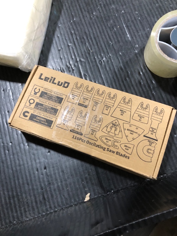 Photo 1 of LEILUO 116 Pcs Multitool Blade Kits Cutting and Sandpaper Oscillating Tool Accessories Universal Oscillating Saw Blades with Storage Bag Compatible with DeWalt Makita Dremel and More