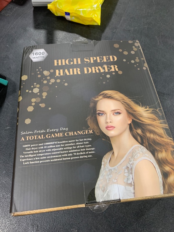 Photo 1 of Natrial Ionic Salon Hair Dryer with 3 Attachments, 1600W Professional Blow Dryer with 110000RPM High Speed Brushless Motor for Fast Drying, Lightweight, Low Noise, Locking Function, 4 Temps & 3 Speeds