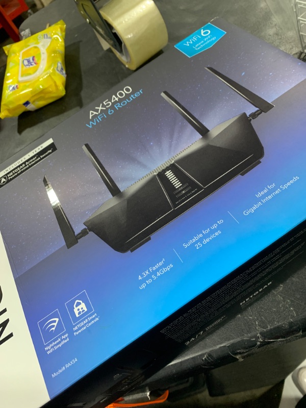 Photo 1 of NETGEAR Nighthawk 6-Stream Dual-Band WiFi 6 Router (RAX54S) – Security Features, AX5400 Wireless Speed, Up to 5.4 Gbps, Covers up to 2,500 sq. ft., 25 Devices - 1-Year Armor Subscription Included