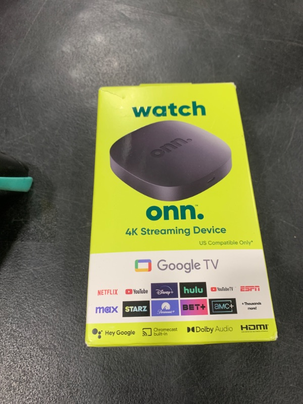 Photo 1 of ONN Android TV 4K UHD Streaming Device with Voice Remote Control Google Assistant & High Speed HDMI Cable (100026240) Black