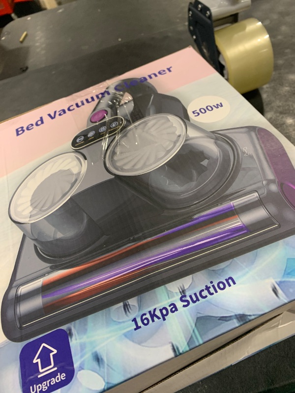 Photo 1 of Mattress Vacuum Bed Vacuum Cleaner with UV 16Kpa Suction HEPA Filter 253.7nm UV-C Light & 30000 Rpm/Min Brushroll Rotation & Heating & Ultrasonic Quintuple Tech, Widened Suction Port, 500W, Corded