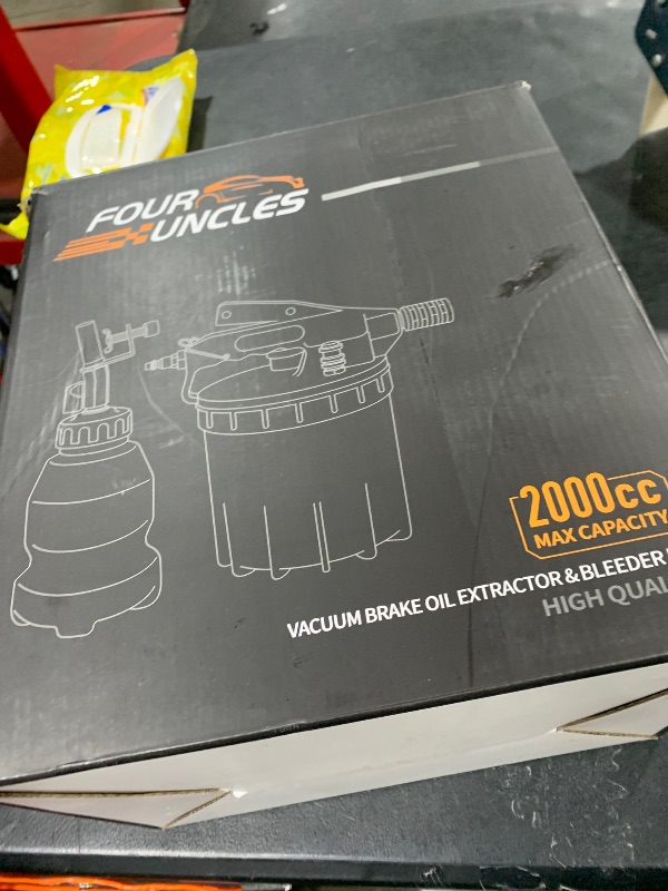 Photo 1 of FOUR UNCLES 2L Brake Bleeder Vacuum Pump Kit - Pneumatic Brake Fluid Extractor with 1L Refilling Bottle & Adapters for Automotive Bleeding, One-Person Operation