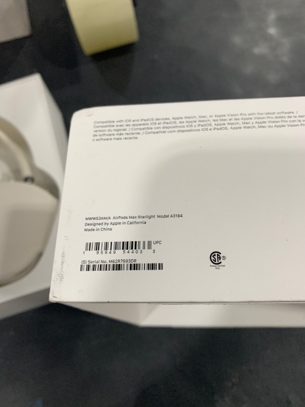 Photo 1 of Apple AirPods Max Wireless Over-Ear Headphones, Pro-Level Active Noise Cancellation, Transparency Mode, Personalized Spatial Audio, USB-C Charging, Bluetooth Headphones for iPhone - Starlight