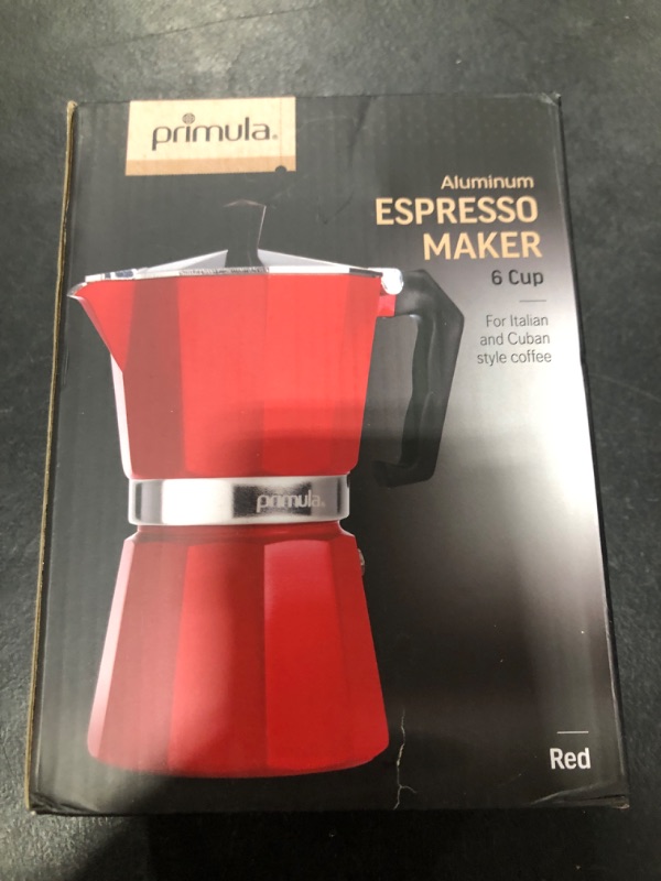 Photo 1 of Primula Classic Stovetop Espresso and Coffee Maker, Moka Pot for Italian and Cuban Café Brewing, Greca Coffee Maker, Cafeteras, 6 Espresso Cups, Red
