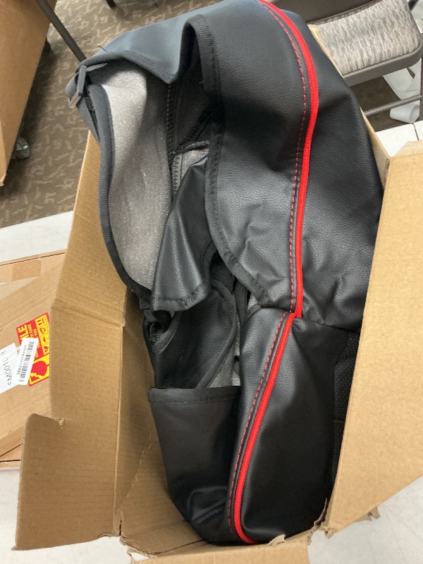 Photo 1 of CAR PASS Universal FIT Piping Leather Car Seat Cover, for suvs,Van,Trucks,Airbag Compatible,Inside Zipper Design and Reserved Opening Holes (Full Set, Black and Red)