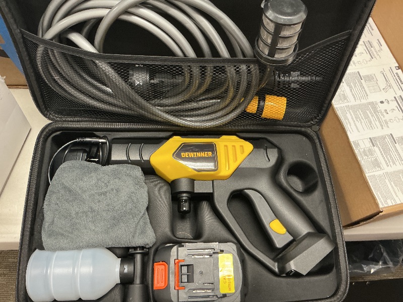 Photo 1 of DEWINNER 650PSI Cordless Pressure Washer, 25V 3000mAh Battery Powered Pressure Washer with 6-in-1 Adjustable Nozzle Suitable for Car/Fence/Floor/Patio Cleaning & Watering