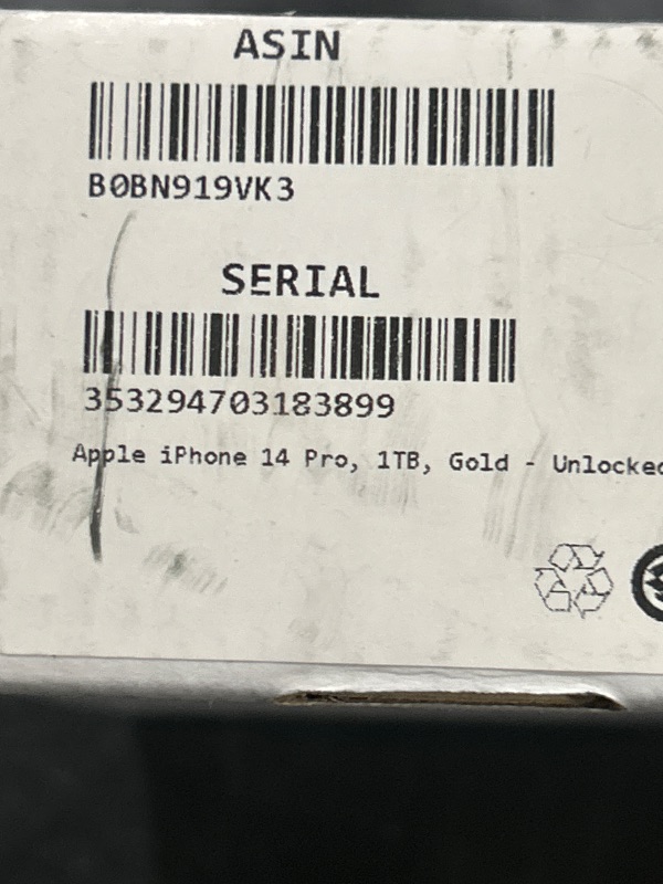 Photo 1 of Apple iPhone 14 Pro, 1TB, Gold - Unlocked (Renewed)