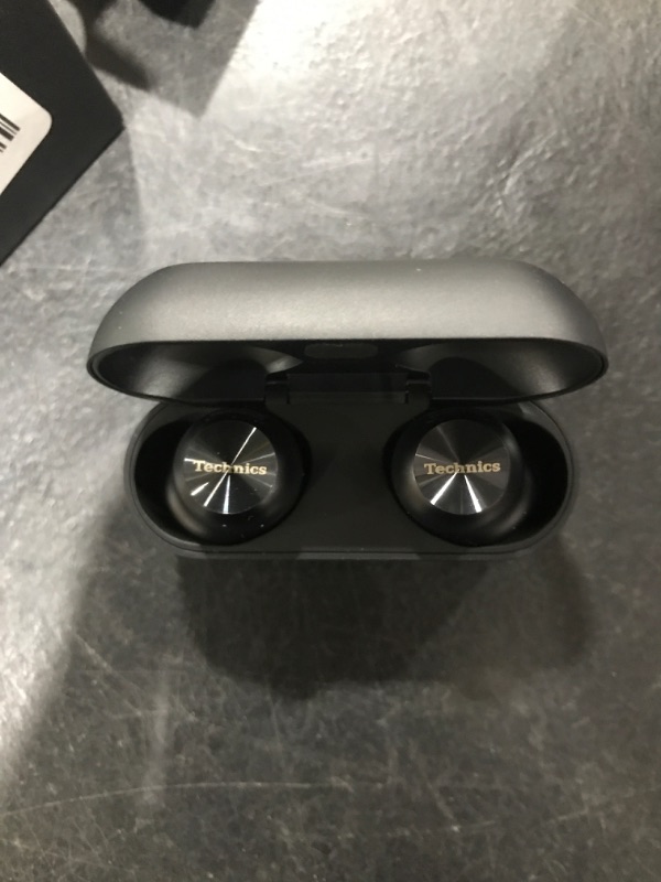 Photo 1 of Technics Reference Class Hi-Fi Wireless Earbuds, Dolby Atmos with Head Tracking, Adaptive Noise Cancelling, 3 Device Multipoint, 10-hr Battery, Wireless Charging, Improved Fit - EAH-AZ100-K (Black)