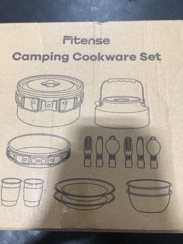 Photo 1 of Fitense 22Pcs Camping Cookware Mess Kit for 2, Lightweight Camping Kitchen Pots and Pans Set, Portable Camping Essentials for Backpacking, Camping Cooking Hiking and Picnic