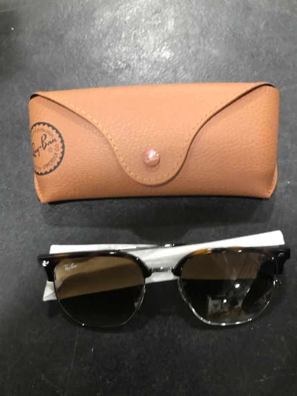 Photo 1 of Ray-Ban RB4416 New Clubmaster Square Sunglasses, Havana on Gunmetal/Clear Brown Gradient, 53 mm