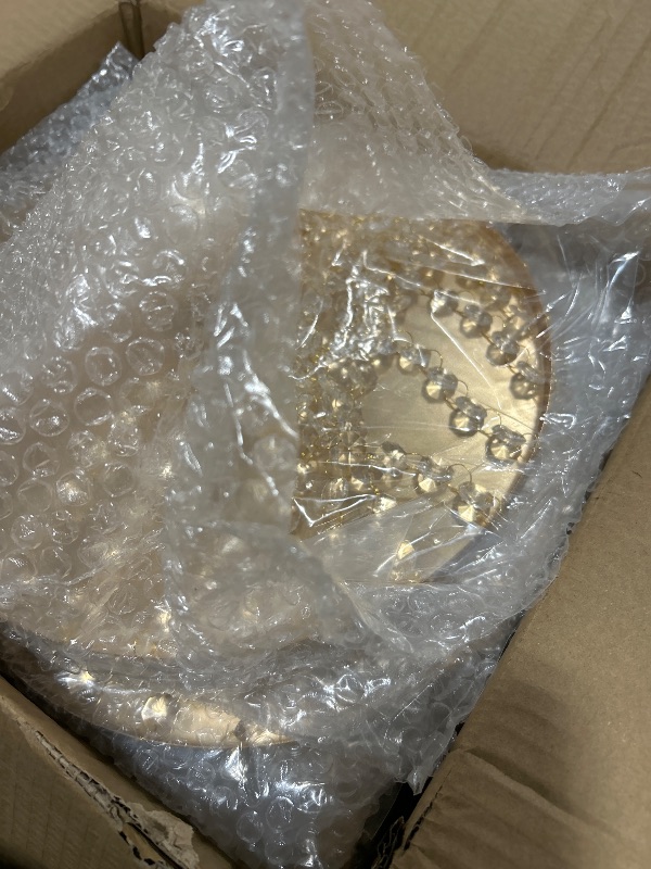 Photo 1 of Bokon 6 Pcs Crystal Gold Cake Stand Round Dessert Cupcake Holder Metal Stand Table Cake Pedestal with Crystal Pendant and Wedding Bead Dessert Cupcake Pastry Display Plate for Wedding Birthday Party