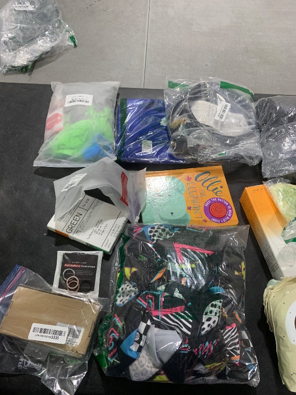 Photo 1 of BOX LOT NEW AND USED ITEMS. SIZE IN CLOTHES MAY VARY. 
