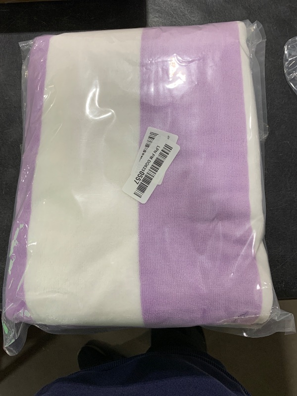 Photo 1 of HENBAY Cotton Oversized Beach Towel - Large 70 x 35 Inch Pool Towel, Purple Striped Quick Dry Swimming Cabana Towel