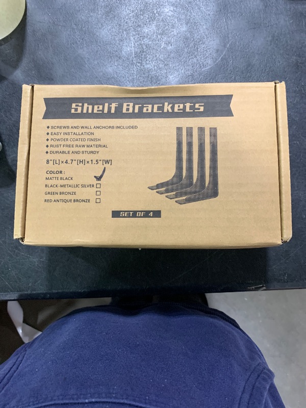 Photo 1 of 8" x 4.7 "Shelf Bracket ,L Shelf Brackets,max Load 300lbs, Premium Alloy Metal Heavy Duty Shelf Bracket, high Strength Mounting Hardware Included, countertop Support, Pack of 4. (8 INCH x 4.7INCH)