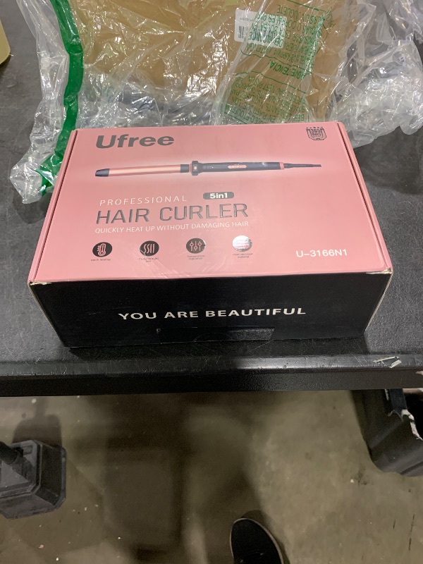 Photo 1 of Ufree 5 in 1 Curling Iron with Interchangeable Ceramic Barrels (0.35"-1.25"), Curling Wand Set with Flat Iron Hair Straightener, Instant Heat Up, Dual Voltage Hair Curler, Gifts for Women