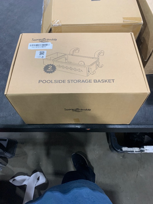 Photo 1 of SUMMERBUDDY 2 Sets Upgrade Poolside Storage Basket, Above Ground Pool Storage Basket with Pool Cup Holder, For Steel Round or Oval Frame Above Ground Pools, Fits 3 Inch or Less Top Rail
