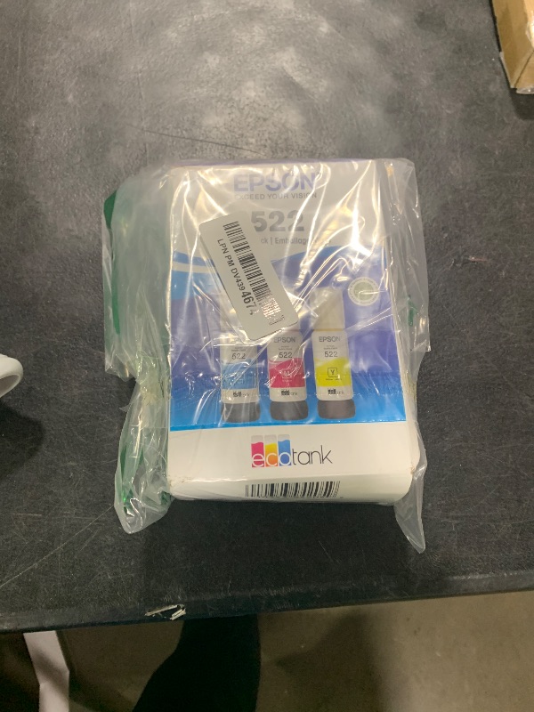 Photo 1 of EPSON 522 EcoTank Ink Ultra-high Capacity Bottle Color Combo Pack (T522520-S) Works with EcoTank ET-2720, ET-2800, ET-2803, ET-2840, ET-4700, ET-4800, ET-4810