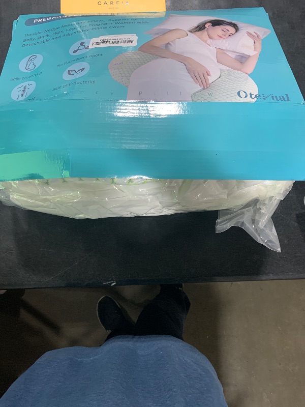 Photo 1 of Oternal Pregnancy Pillow for Pregnant Women – Comfortable Maternity Pillow for Side Sleepers, Supports Back, Belly, HIPS, and Legs, with Removable & Adjustable Cover (Green, Plus)