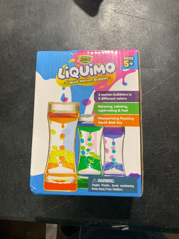 Photo 1 of YoYa Toys Liquimo - Liquid Motion Bubbler - 3 Pack - Sensory Fidget Desk Toy for Kids & Adults - Relaxing Hourglass Timer Tubes - Calming Visual Play for School, Home, Office, Stress Relief and Focus