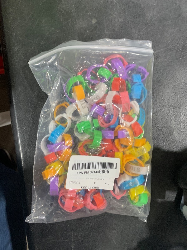 Photo 1 of Lnngub 80 Pcs Chicken Leg Bands,16mm-20mm Adjustable Chicken Tags for Legs Colorful 01-80 Numbered Leg Bands for Chickens Ducks Goose Turkey,8 Colors