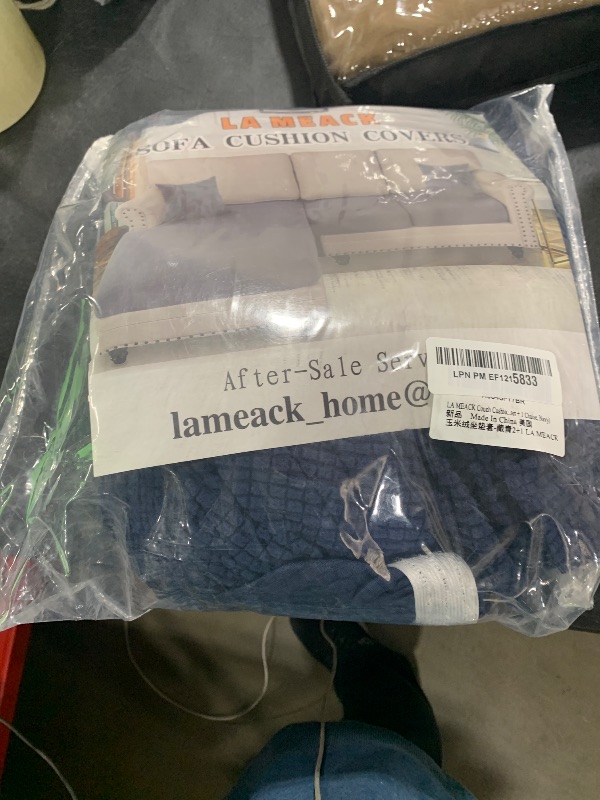 Photo 1 of LA MEACK Couch Cushion Covers for Sectional Sofa L Shape Washable Separate Seat Chaise Couch Cover Stretch Sofa Slipcovers with 2 Pcs Pillowcases(2 Seater + 1 Chaise, Navy)