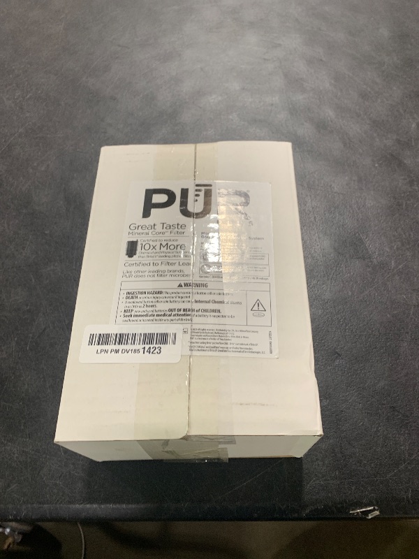 Photo 1 of PUR PLUS Vertical Faucet Mount Water Filtration System, Lead-Reducing Filter, Great-Tasting Water, Easy Install, Lasts 100 Gallons, Compatible with Sinks with External Aerators, Grey
